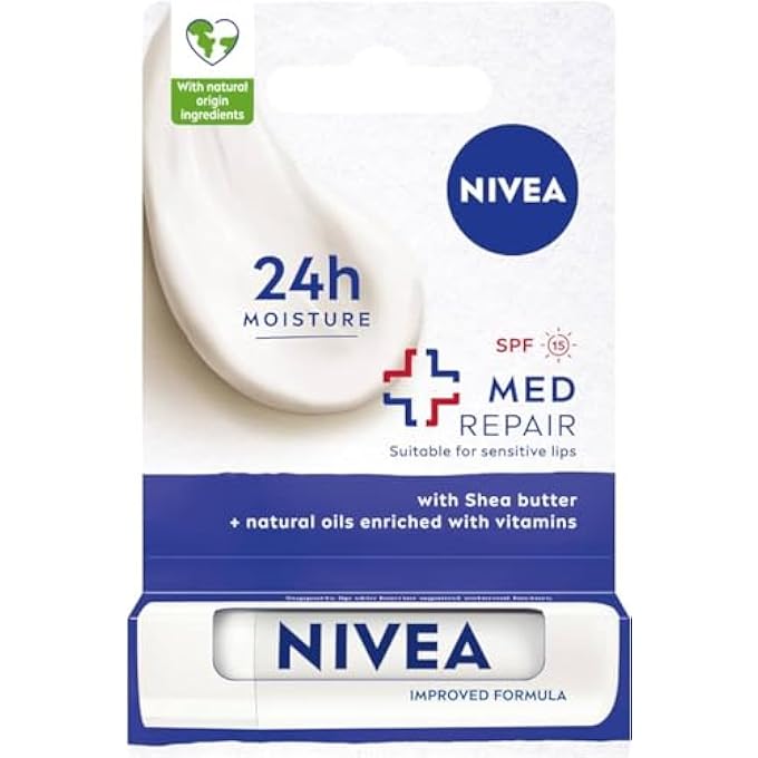 Nivea RECOVERY MEDICATED LIP CARE LIP PROTECTANT/SUNSCREEN SPF 15, 0.17 OZ (PACK OF 2) - Image 1